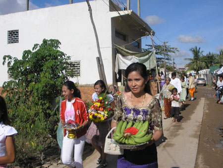 Heading for the start of the procession